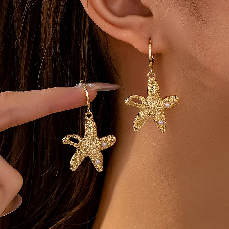 Gold Starfish Earrings