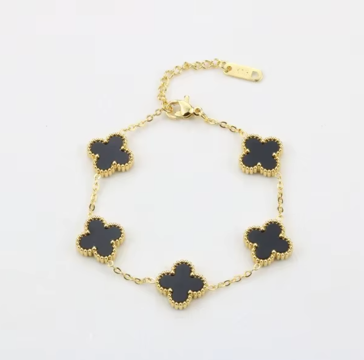 Coming Soon - Black and Gold Clover Bracelet