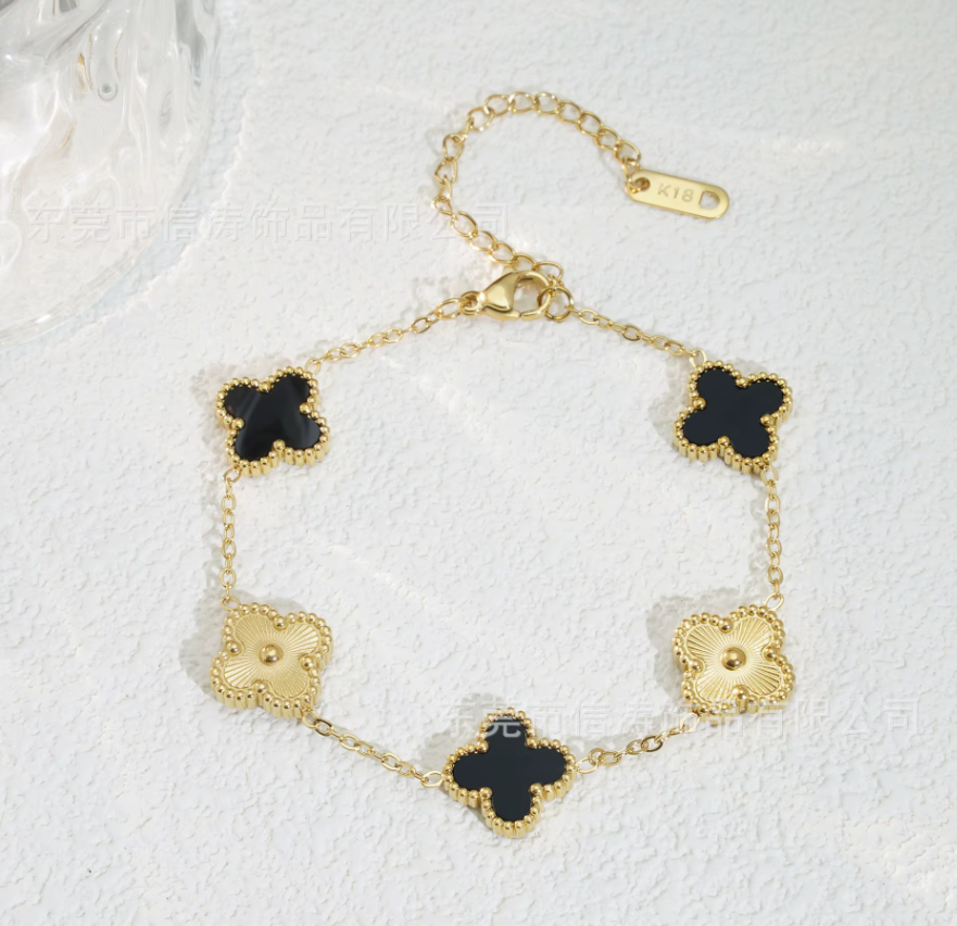 Black & Gold Clover Bracelet