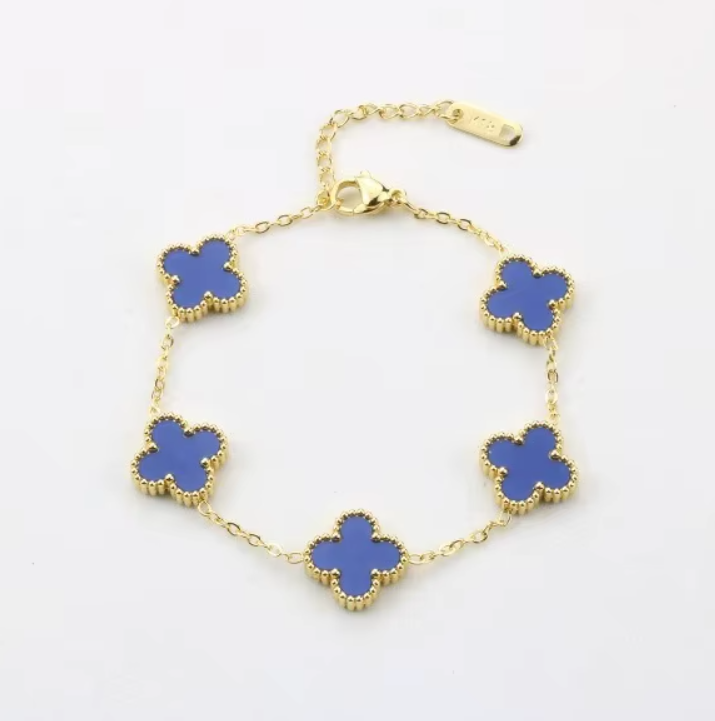 Coming Soon - Blue and Gold Clover Bracelet