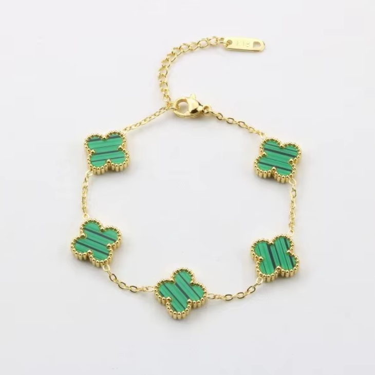 Green and Gold Clover Bracelet