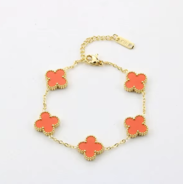 Orange & Gold Clover Bracelet