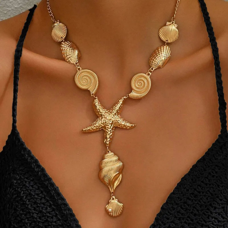 Pearl Starfish Gold Necklace