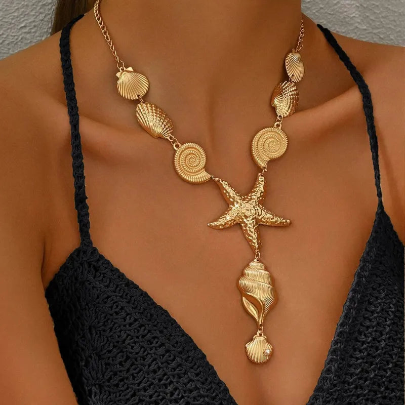 Pearl Starfish Gold Necklace