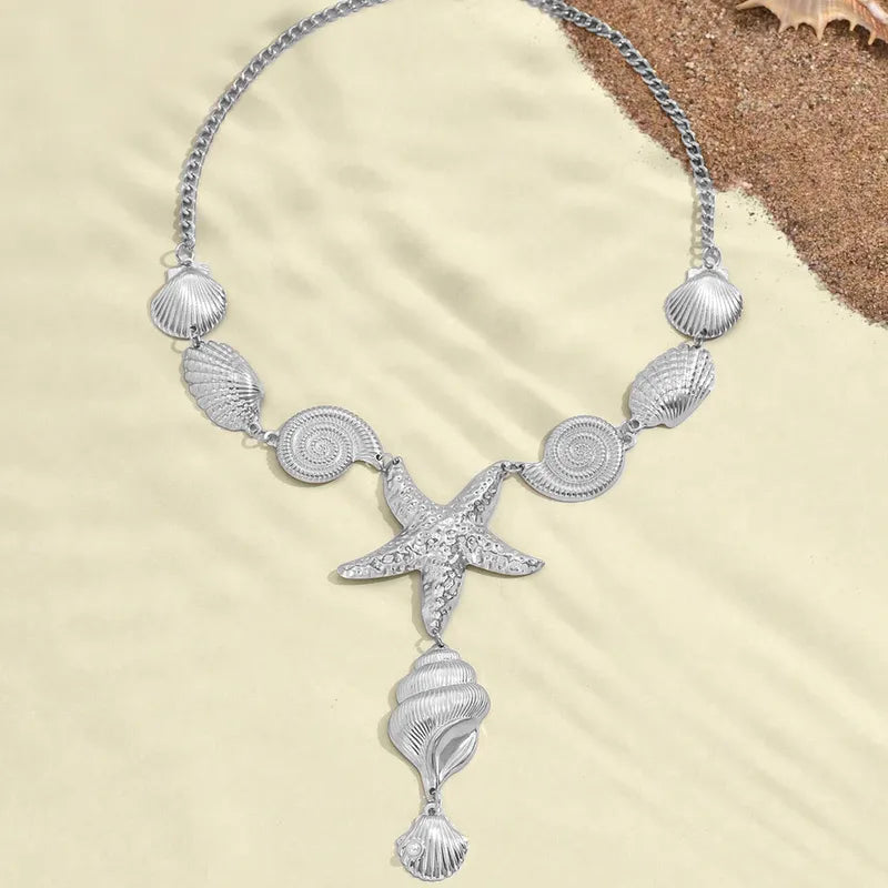 Pearl Starfish Silver Necklace