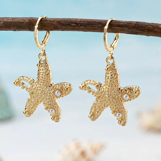 Gold Starfish Earrings